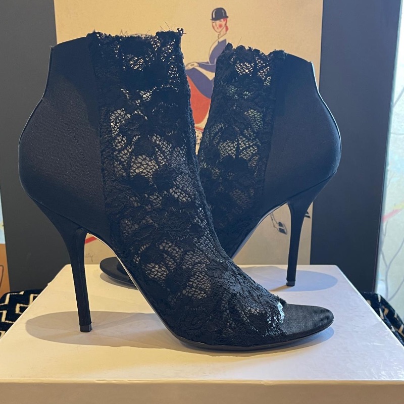 Image of the Dolce & Gabbana Black Lace Ankle Heels Size 8.5 piece