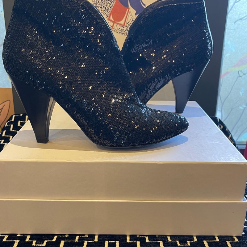 Image of the Russell & Bromley Black Sequin Ankle Boots Size 7 piece