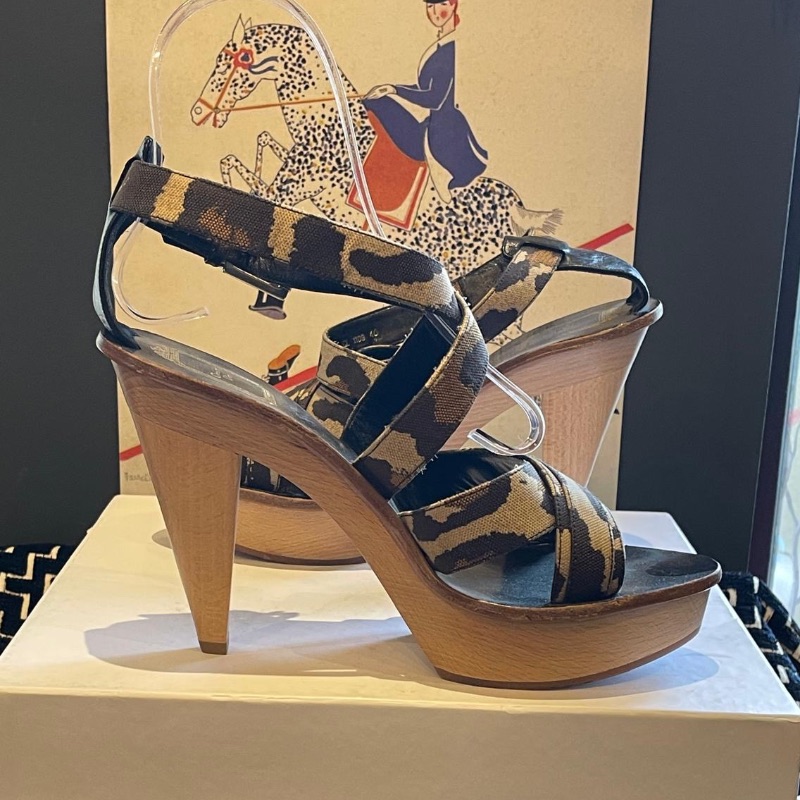 Image of the Christian Dior Camouflage Clog Heels Size 7 piece