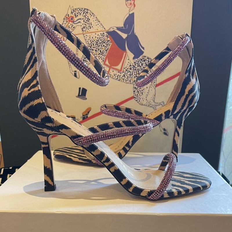 Image of the Kurt Geiger Zebra & Pink Glitter Heels Size 8 piece