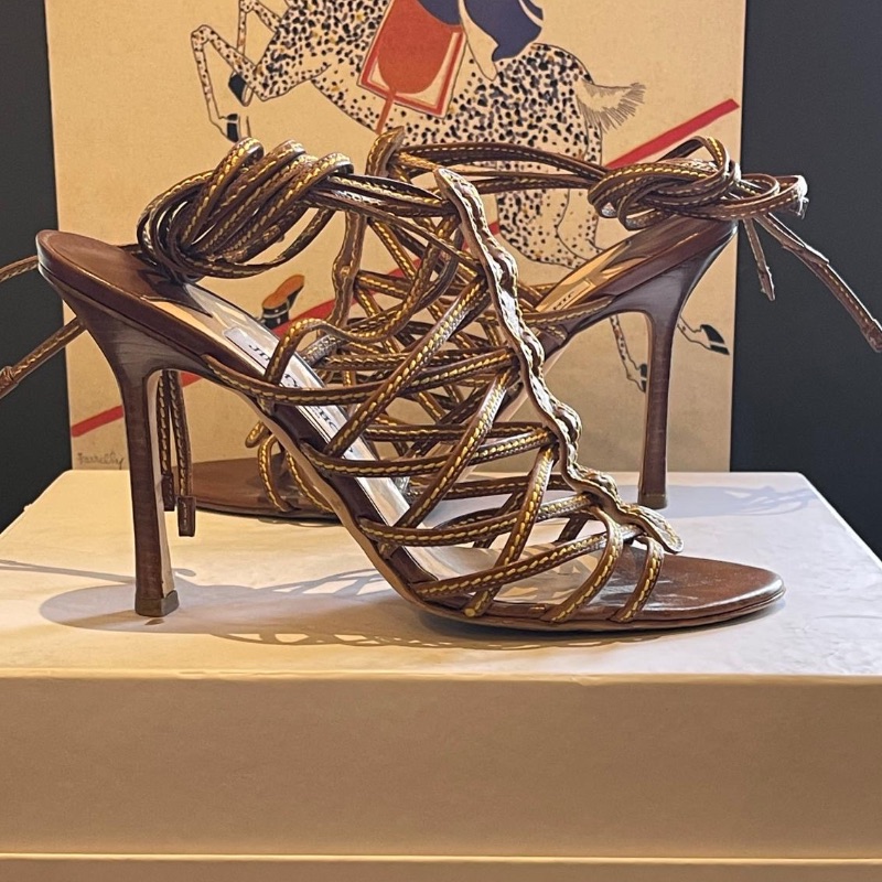Image of the Jimmy Choo Strappy Lace Tie Heels Size 7.5 piece