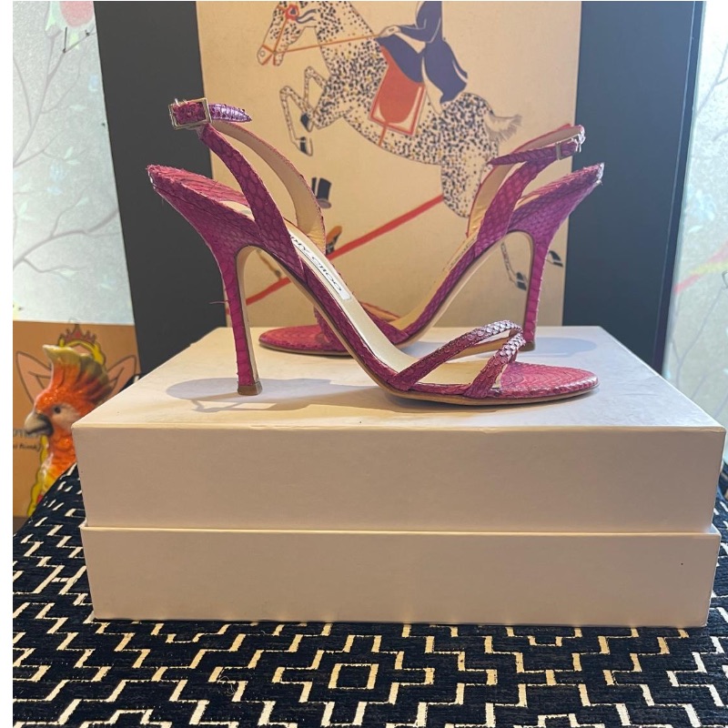 Image of the Jimmy Choo Leather Sandals Pink Snake Size 8 piece
