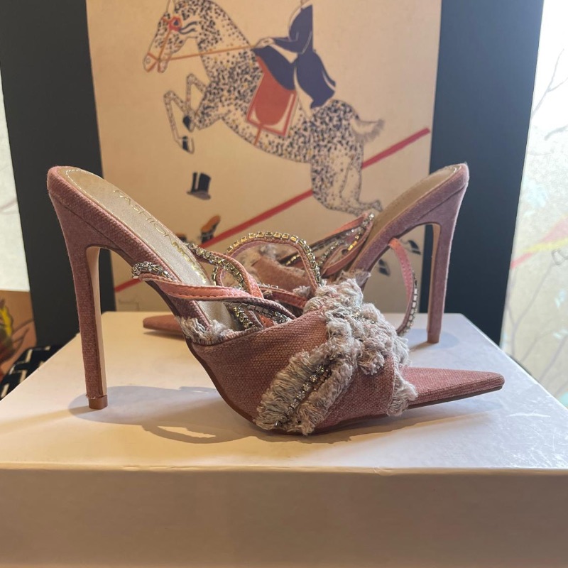 Image of the Fashion Nova Pink Diamante Heels Size 6 piece