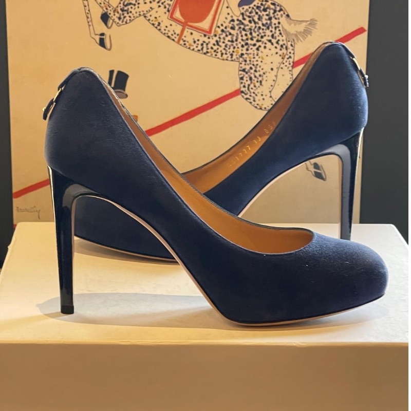 Image of the Salvatore Ferragamo Blue Suede Heels Size 4.5 piece
