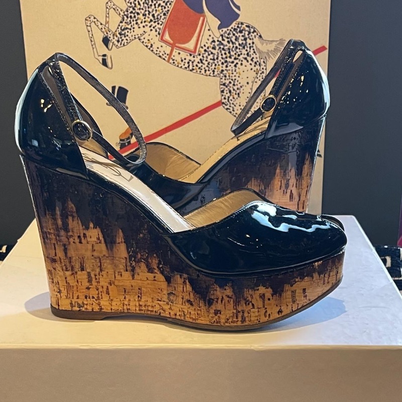 Image of the Yves Saint Laurent Patent Peeptoe Wedge Size 2.5/3 piece