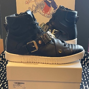 Image of the Moschino Leather & Metal Letters High Tops Size 8 piece