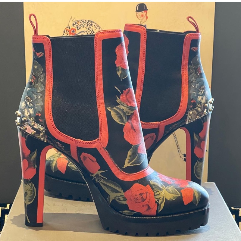 Image of the Alexander McQueen Gothic Rose Boots Size 8 piece