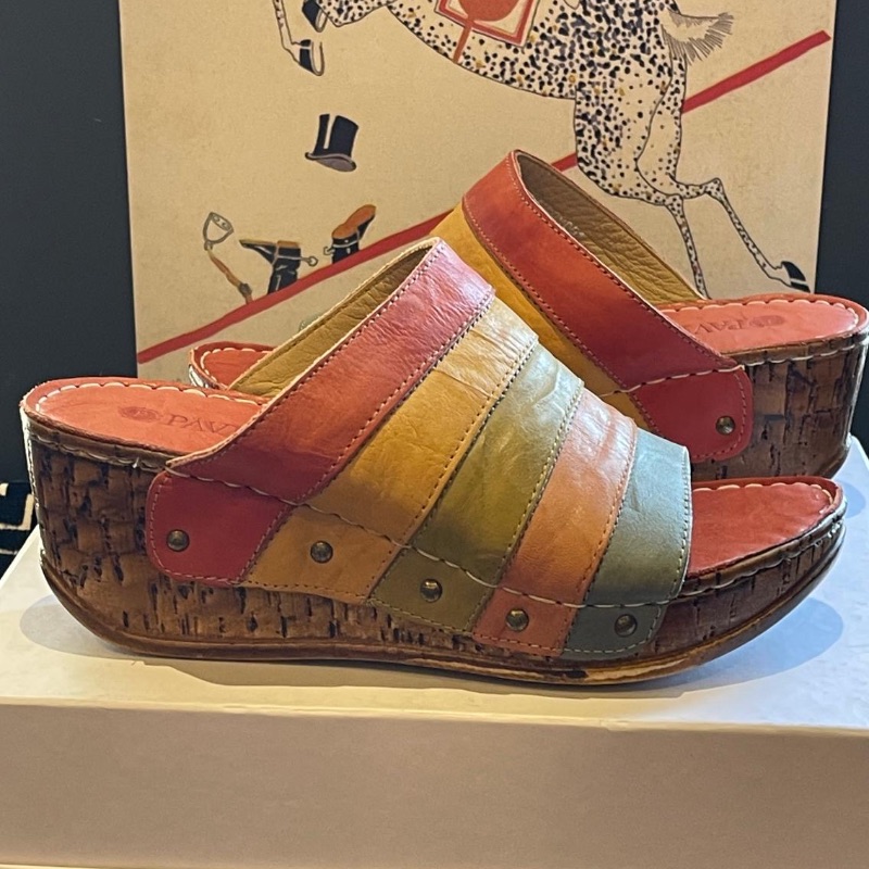 Image of the Pavers Leather Multi Coloured Wedge Mule Size 5 piece