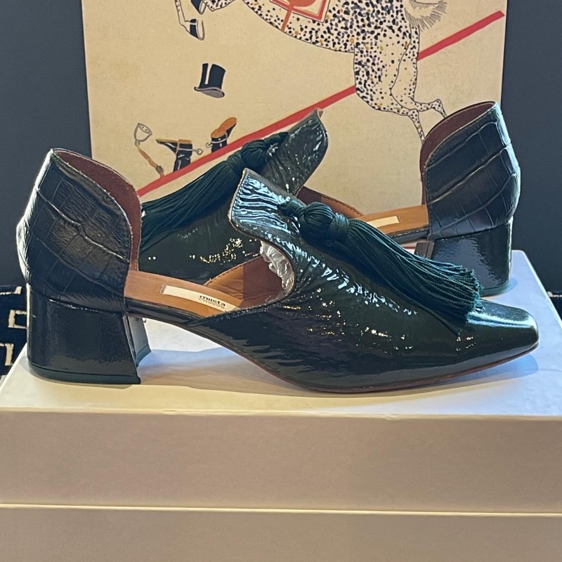 Image of the Miista London Green Patent Leather Shoe Size 6 piece