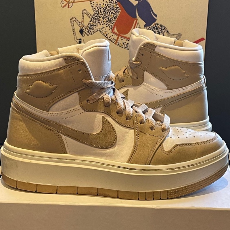 Image of the Nike Nude & White Hi Top Sneakers Size 6.5 piece