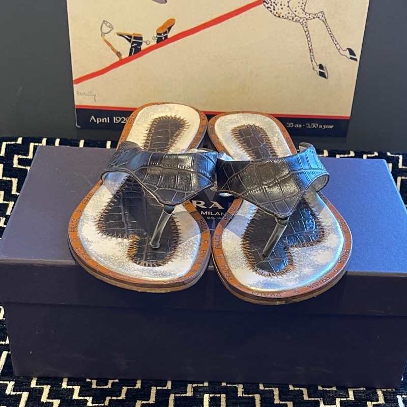 Image of the Prada Milano Leather Toe Thong Mules Size 8 piece