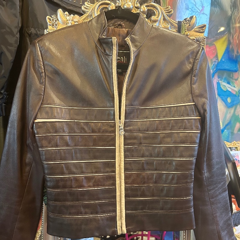 Image of the Senti Brown Leather Jacket Size 36 piece