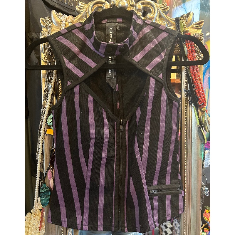 Image of the Lip Service Purple & Black Keyhole Zip Top piece